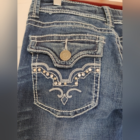 Vigold Low Rise Rhinestone Skinny Jeans - Picture 5 of 9